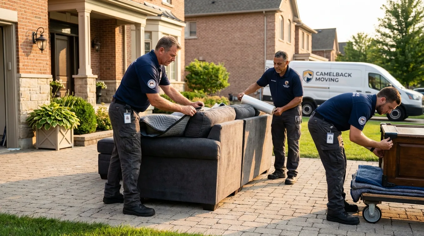 Large estate moving crew wrapping furniture in Guaynabo, PR