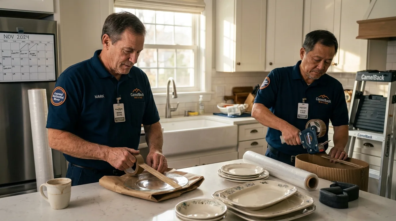 Professional crew packing kitchen dishware in Guaynabo, PR